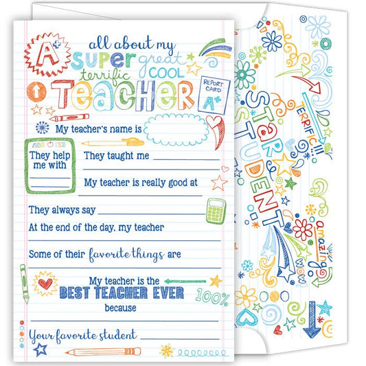 “My Super Great Terrific Cool Teacher” 🍎 Graphic Icons Fill In Stationery by Roseannebeck Collections