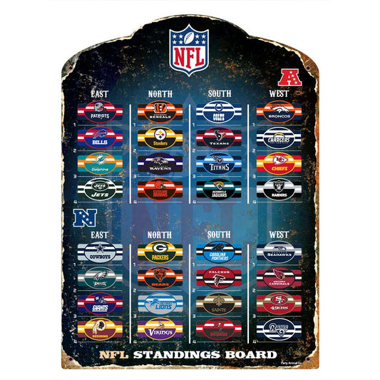 NFL magnetic standings board with 32 team magnets