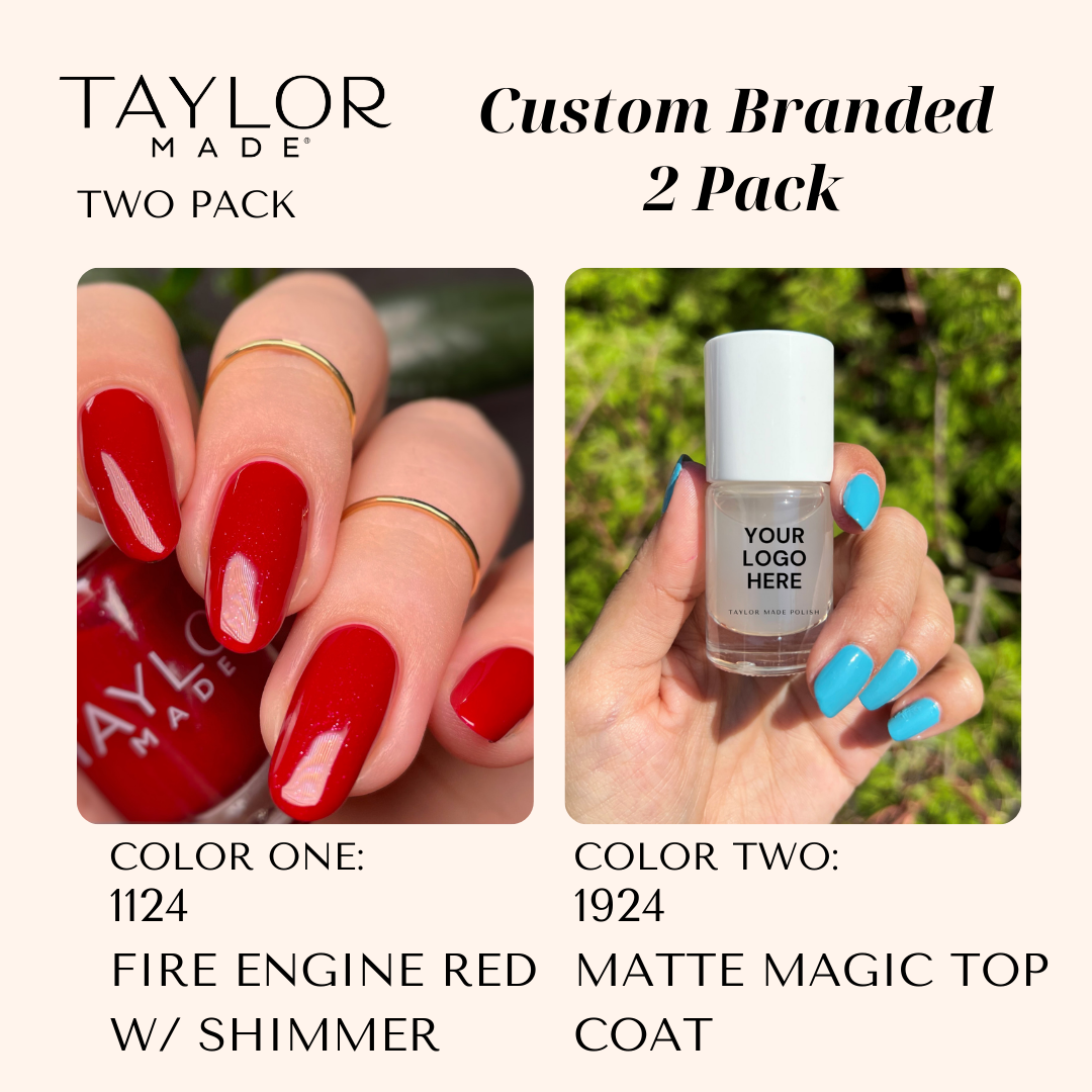 Custom Nail Polish: 2 Pack Long-wearing + Vegan + Non-toxic: 0224 Glossy Fuschia / 1424 Royal Blue Gloss with Hint of Shimmer