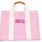 Personalized jumbo canvas tote with hot pink initials