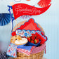 Patriotic 'Let Freedom Ring' napkins, 5” x 5” for cocktails, appetizers, and summer celebrations.