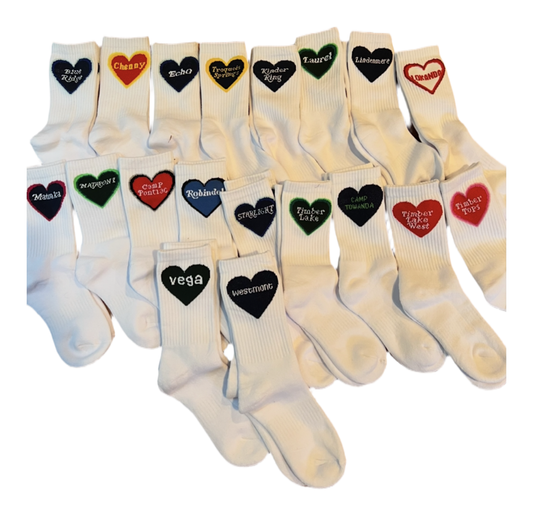 “Head to Toe” ❤️ Embroidered Heart Camp Socks