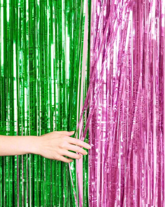 “Wicked Witch” 💚💕 Wicked Inspired Foil Curtain pink + green 2 pcs x 3'x6.5' by xo, fetti