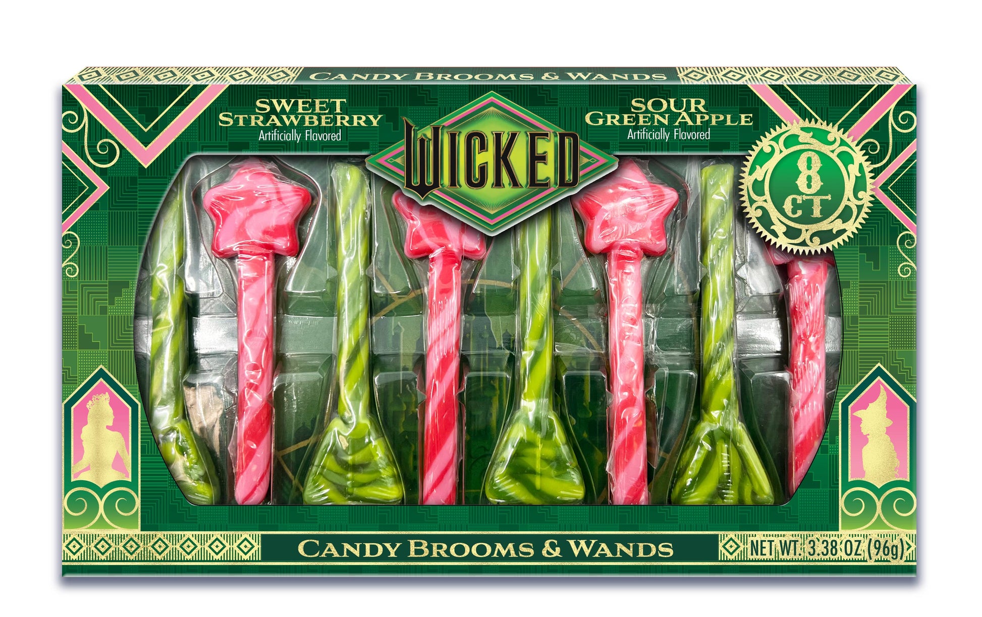 Candy cane wands styled as festive brooms for Christmas