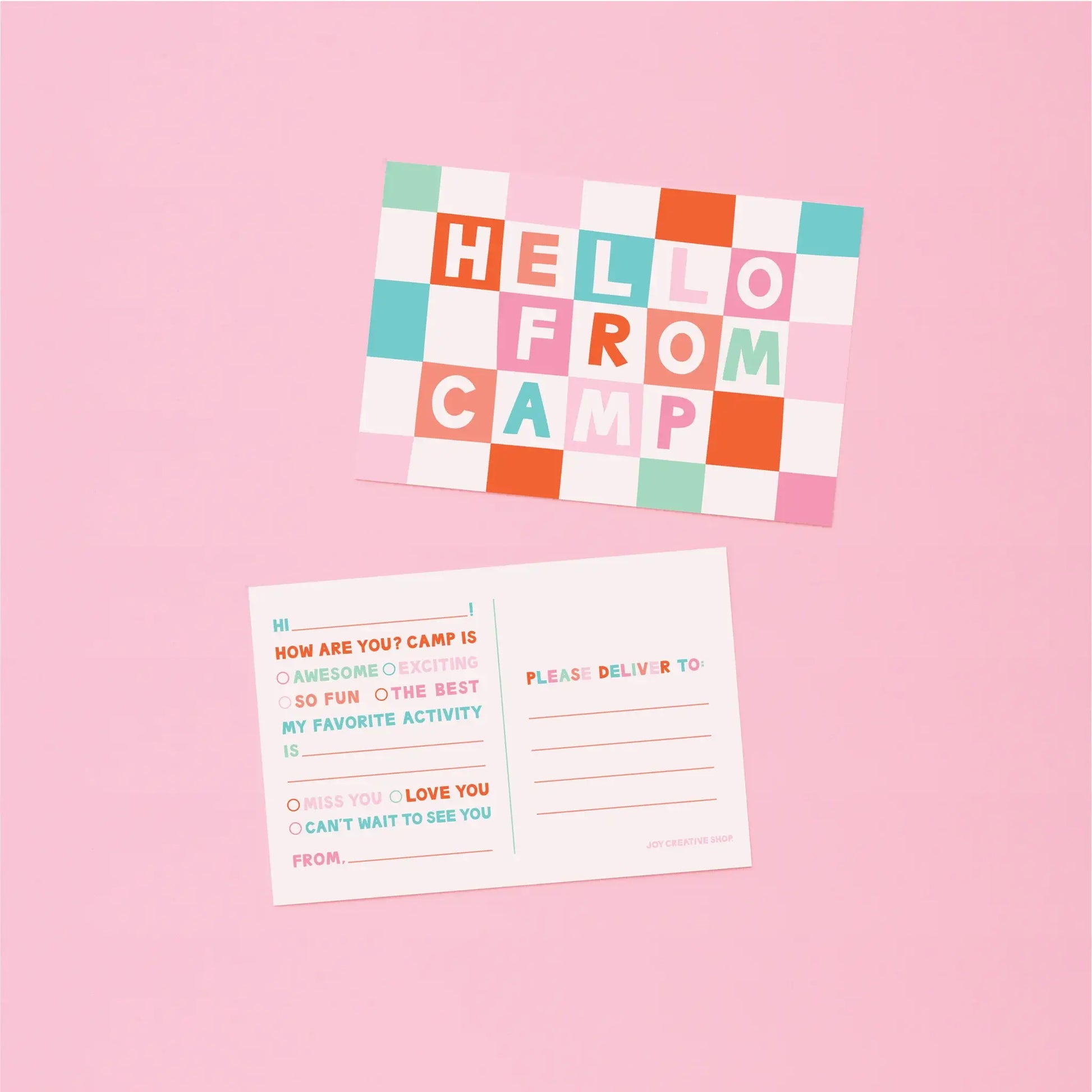 4x6" camp tri-fold postcards, envelope-free, 100lb cardstock, handwritten camper notes set of 10