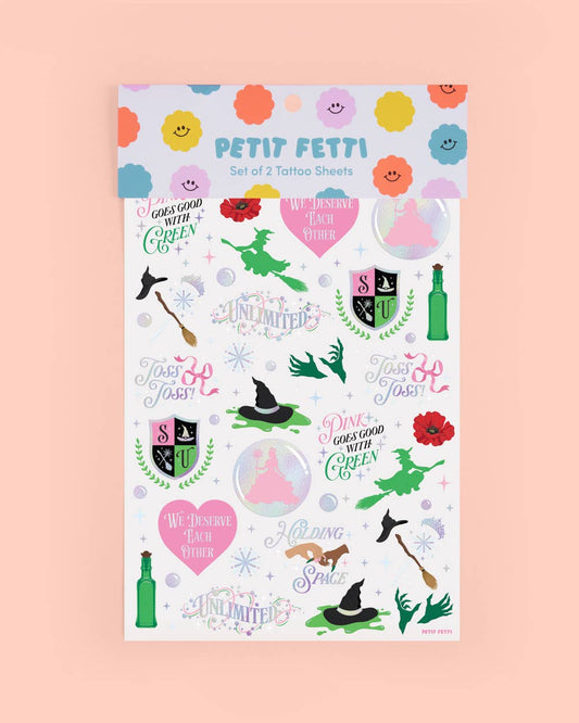 “Wicked Witch Emerald City Tats” 💚🩷 50 temporary tattoos, kids