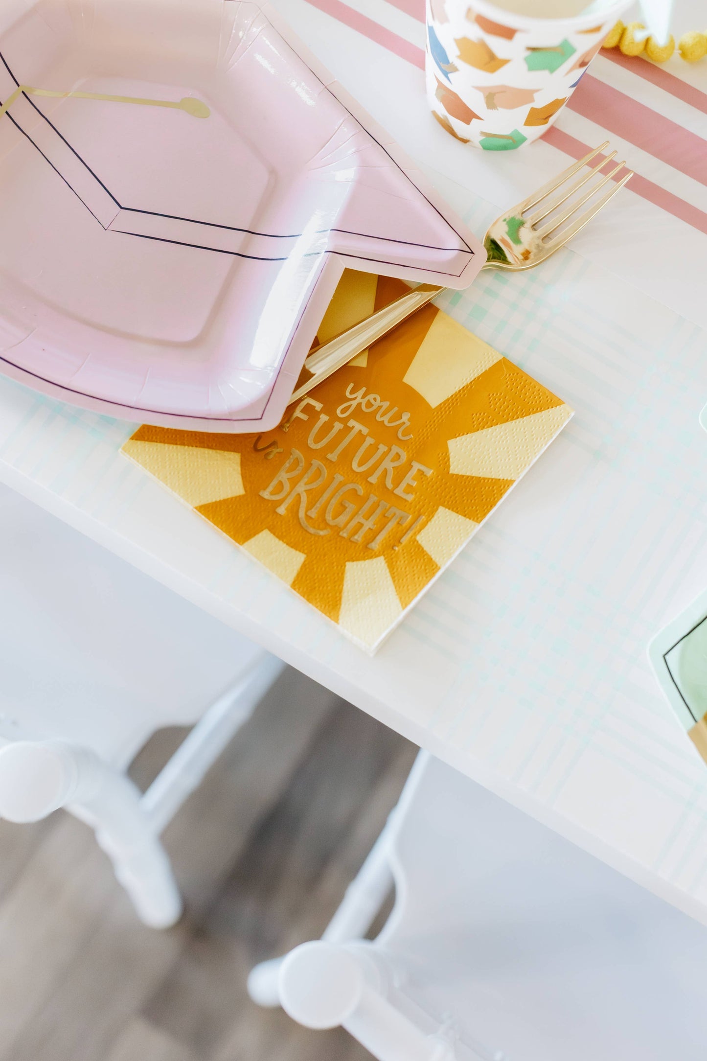 Graduation 'You Did It' cocktail napkins with gold foil, 5” x 5”, 18 per pack for celebrations