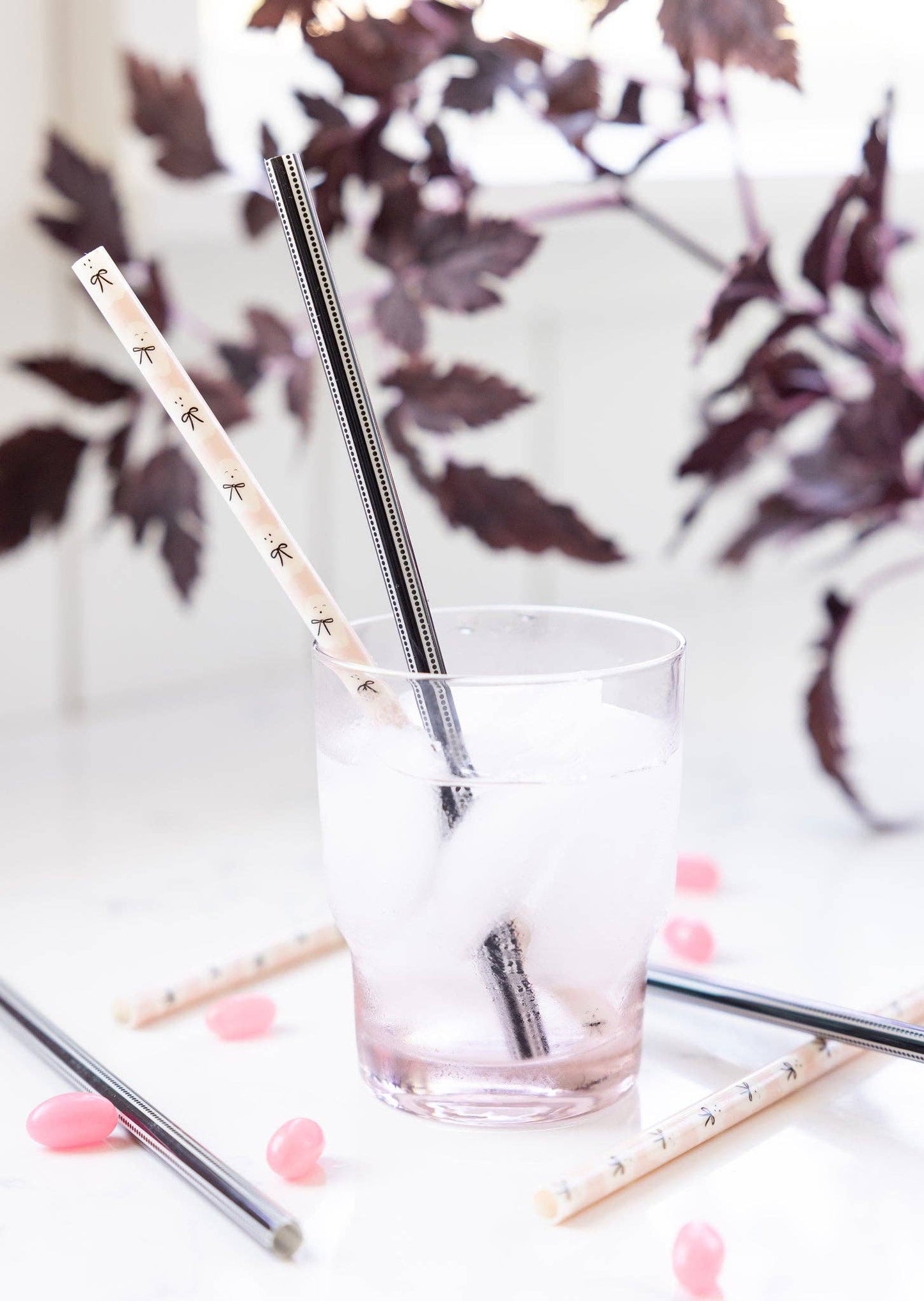“Sippin’ Spooky” 👻 Pink & Black Ghost Reusable Straws