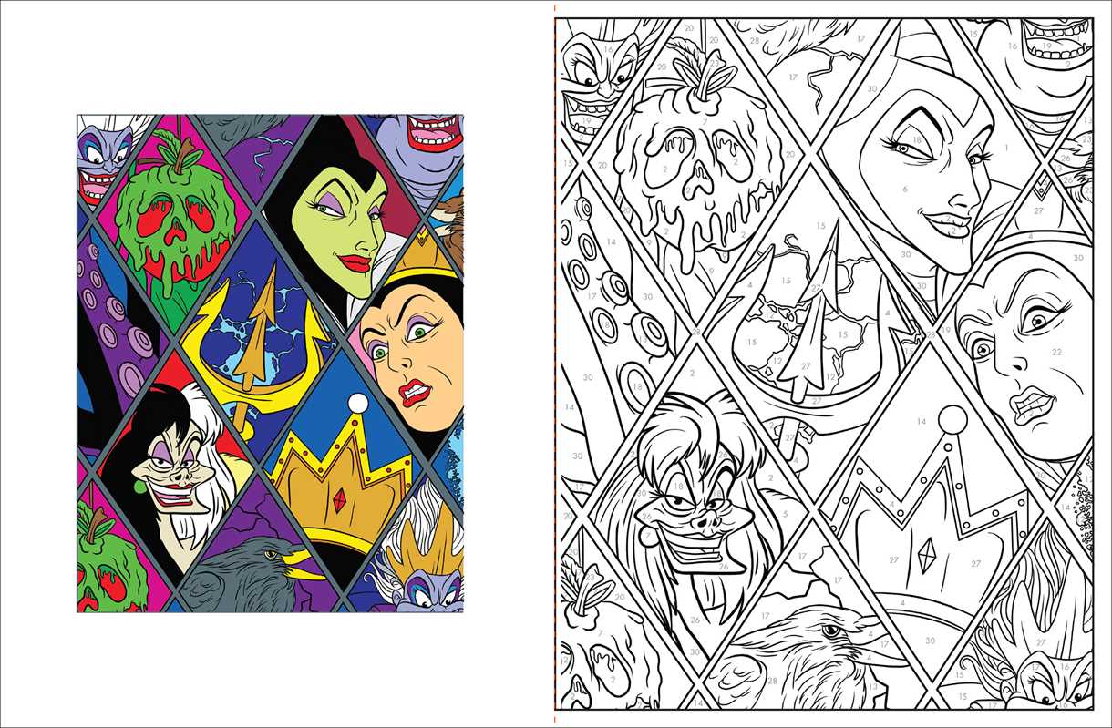 Adult Disney Villains color-by-number book