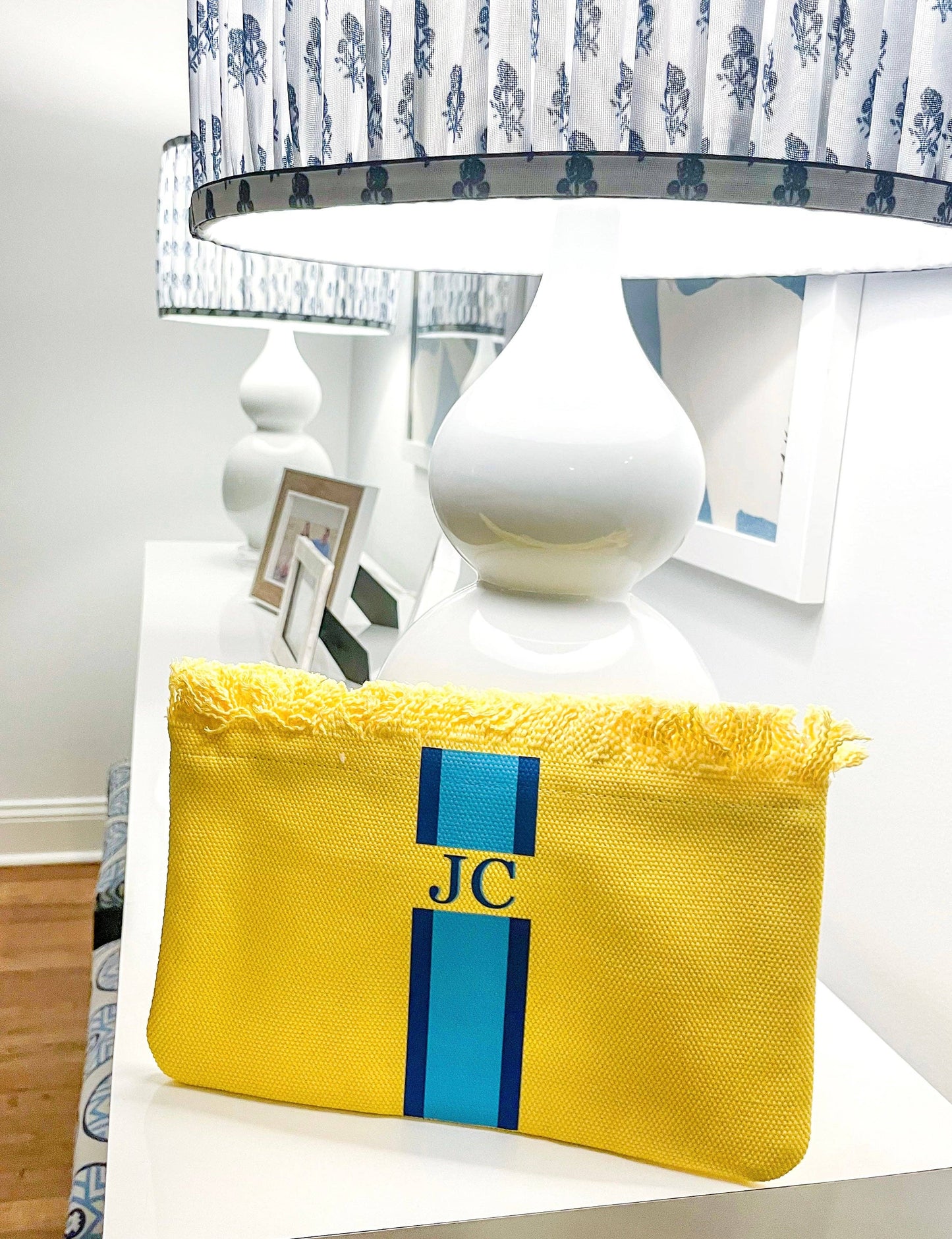 Personalized clutch pouch 8x11, removable tassel, makeup bag, school and travel essential