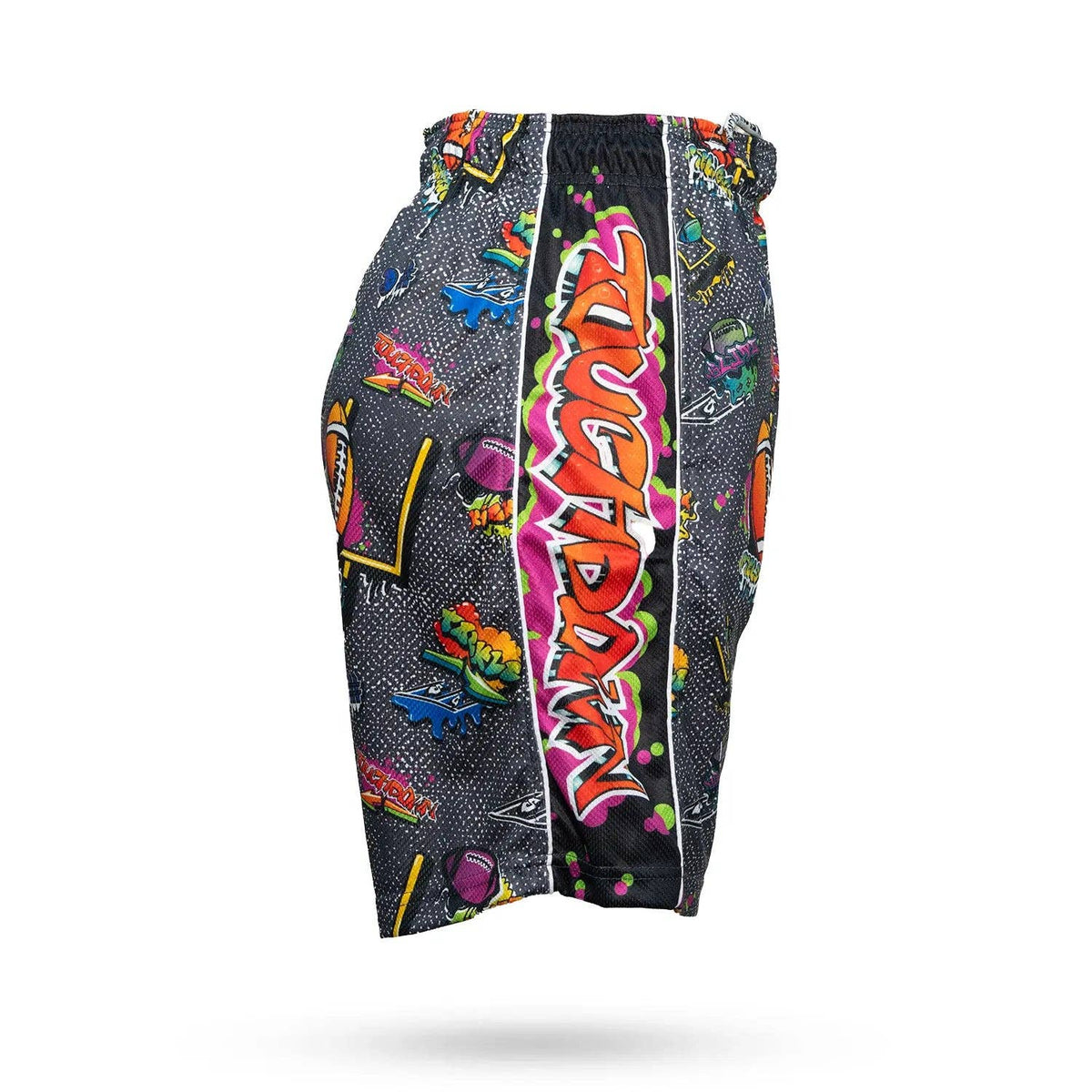 "Fourth & Graffiti" 🏈 Boys Football Print Mesh Shorts by Flow Society