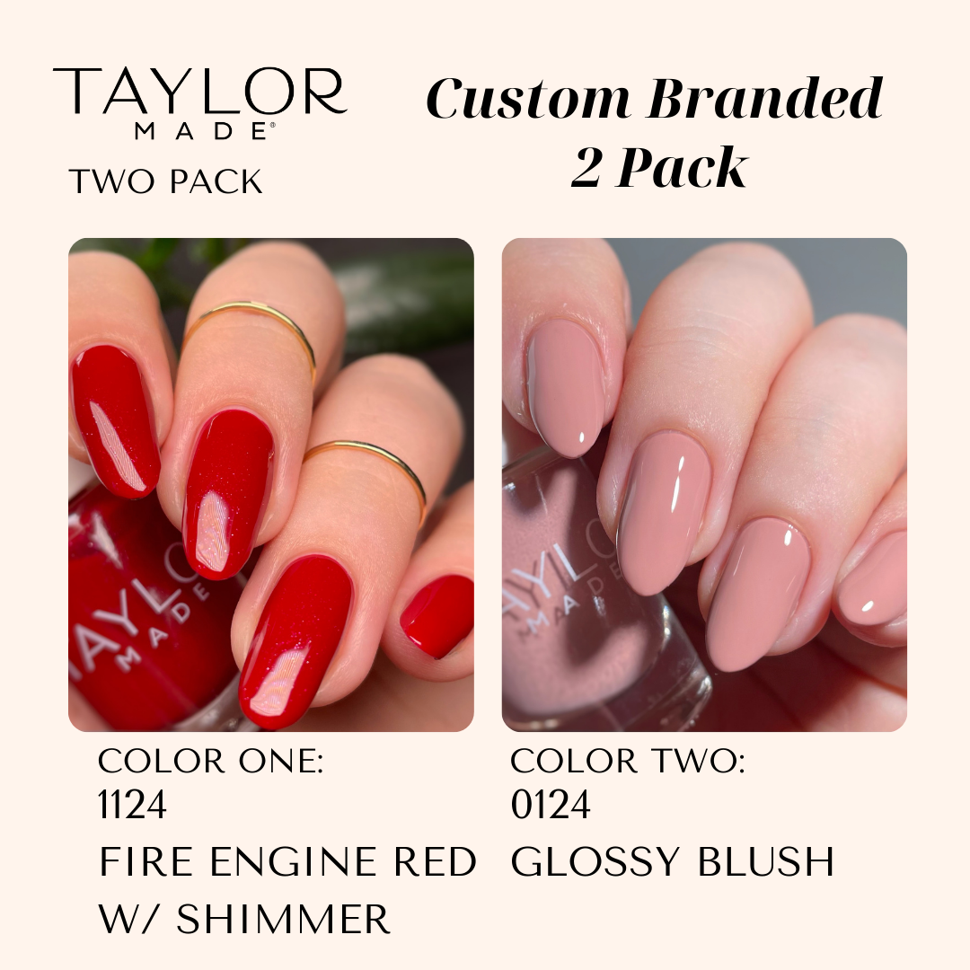 Custom Nail Polish: 2 Pack Long-wearing + Vegan + Non-toxic: 0224 Glossy Fuschia / 1424 Royal Blue Gloss with Hint of Shimmer