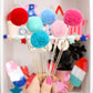 "Pom Pom Pour" 🇺🇸 Red White & Blue Pom Pom Drink Stirrers & Cake Toppers by Kailo Chic