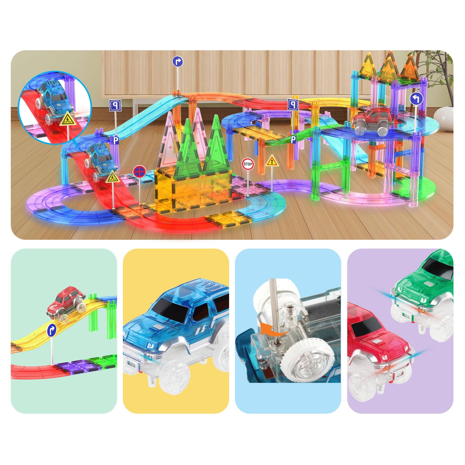 Replacement or add-on cars for Picasso Tiles racetrack
