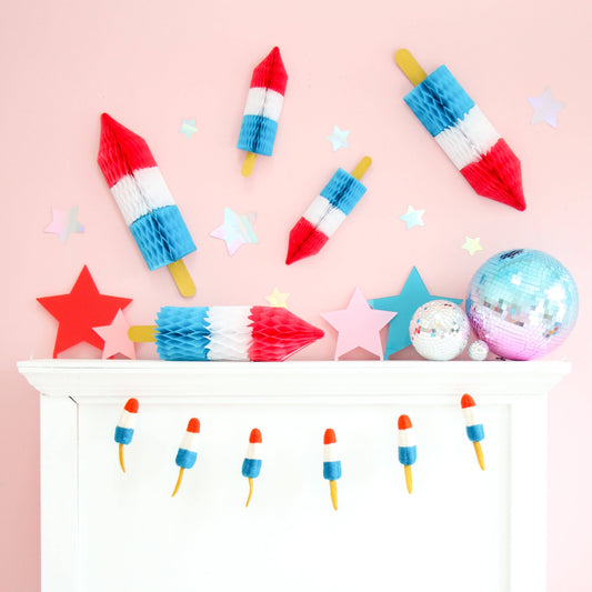 "Rocket Pop Drop" 🚀 Honeycomb Rocket Pop Wall Decor (Set of 5) by Kailo Chic