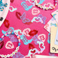 Glittery confetti mix with butterflies, boots, and lips
