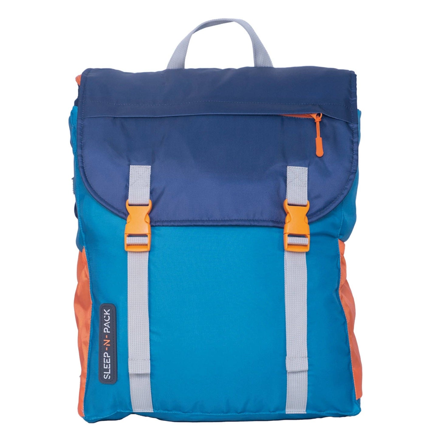 "Pack & Snooze" 🎒 Mimish Sleep-N-Pack Sleeping Bag — Enamel Blue, Persimmon & Navy (Big Kid)
