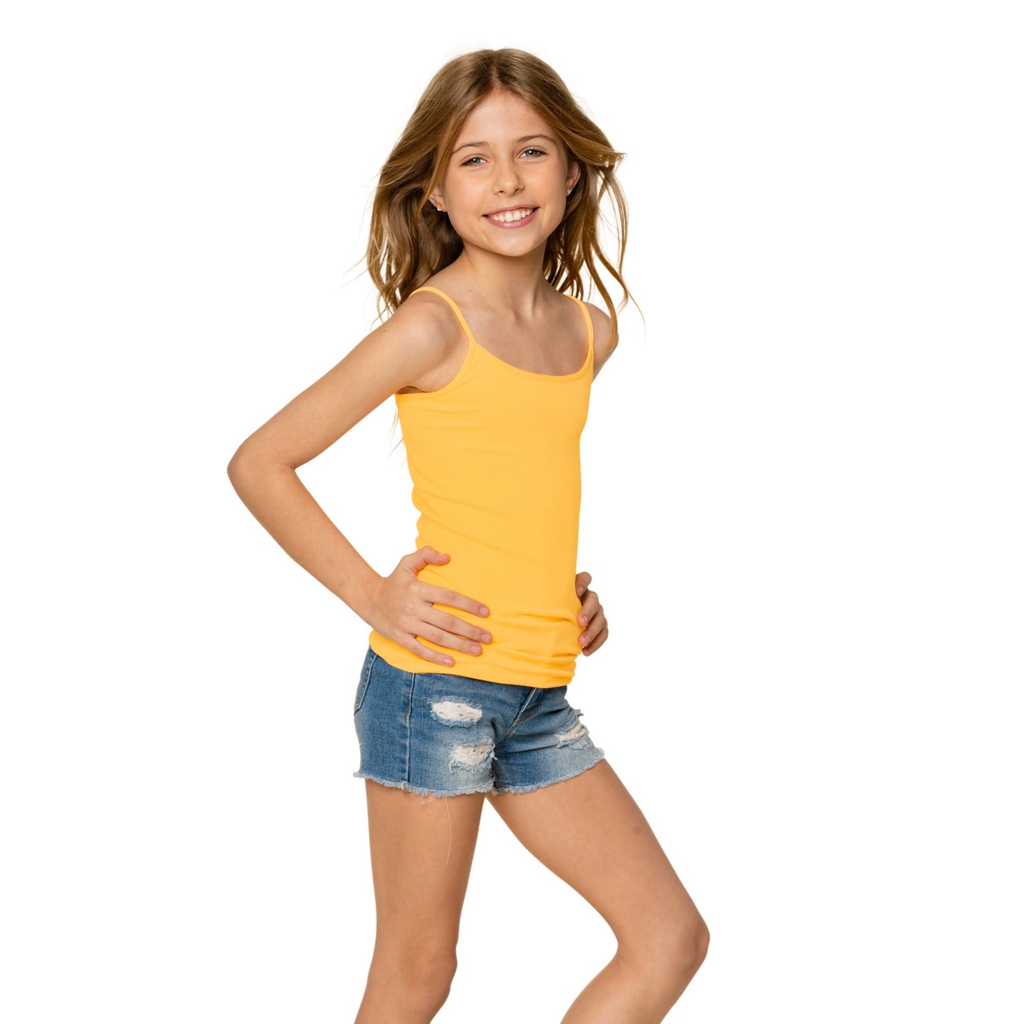 “Everyday Pop” ❤️ Red Girls Spaghetti Strap Layering Cami (One Size Girls Age 7-10) by Malibu Sugar