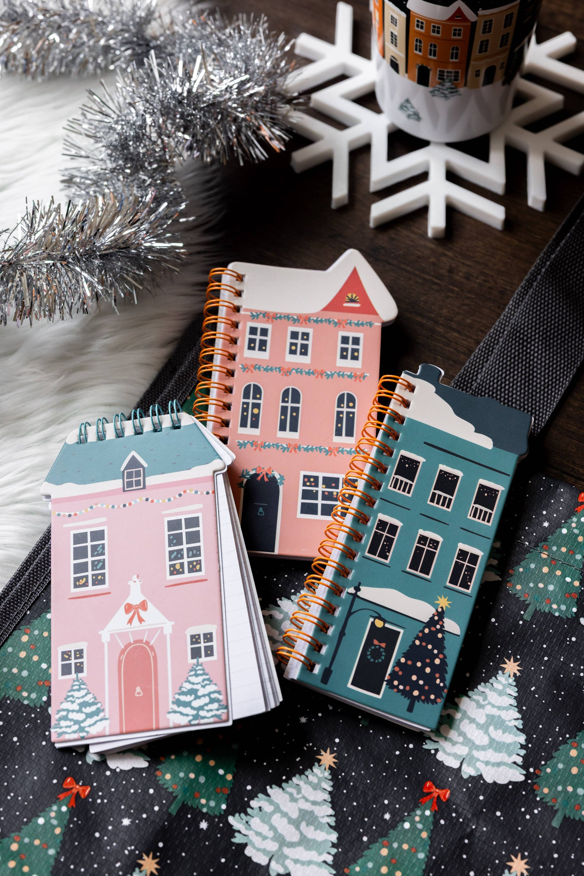 Christmas-themed spiral notepads set of 3