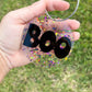 Reusable acrylic Halloween tag with BOO design