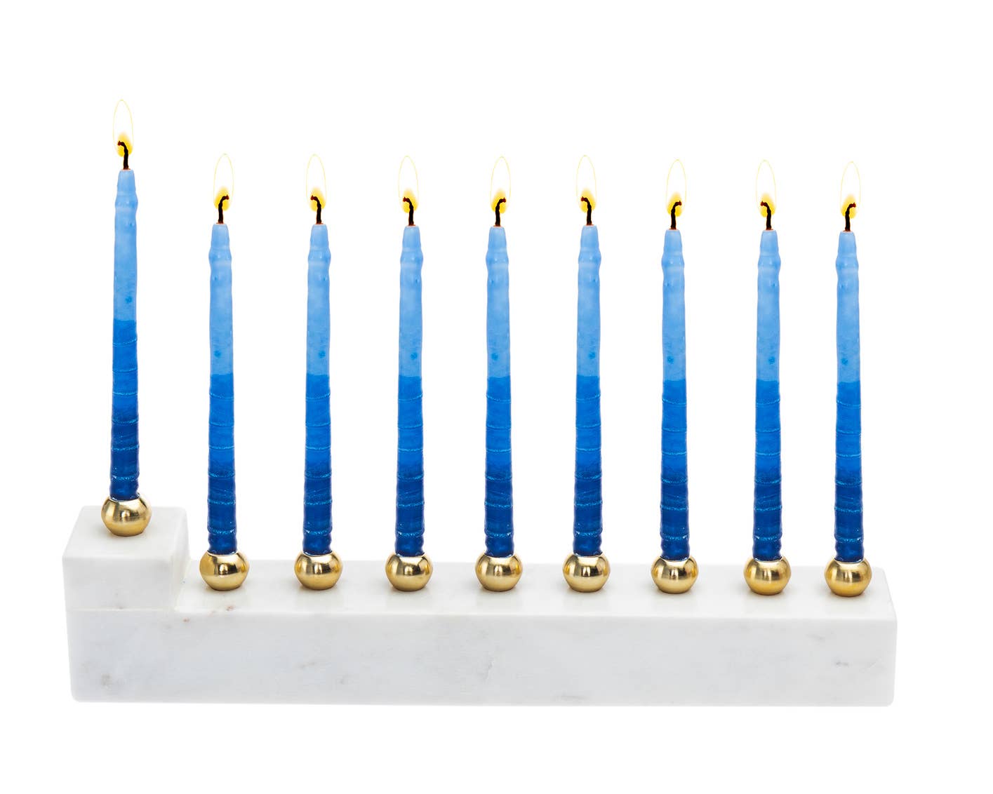 Marble Menorah Style 1 by Godinger, measuring 11.22" x 1.73" x 2.56" H. Crafted from marble, this elegant piece adds a sophisticated touch to home decor, perfect for enhancing any setting.
