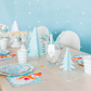 Winter-themed kids tattoos with snowmen and shiny silver details