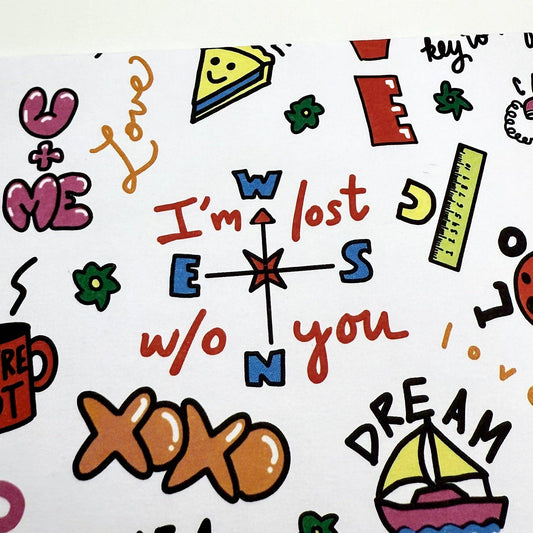 “Written All Over It” 💘 Love Doodle Valentine Wrapping Paper Roll by Better Than The Gift