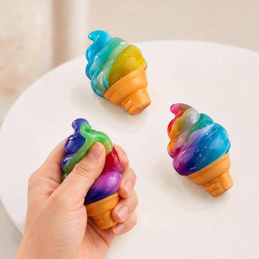 "Cone Zone" 🍦 Rainbow Ice Cream Cone Squishy Stress Toys (Pack of 12) by Madeline Love