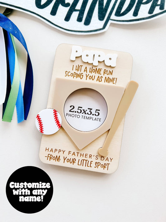 "Home Run Dad" ⚾️ Personalized Baseball Photo Magnet by Goldie Letter Company