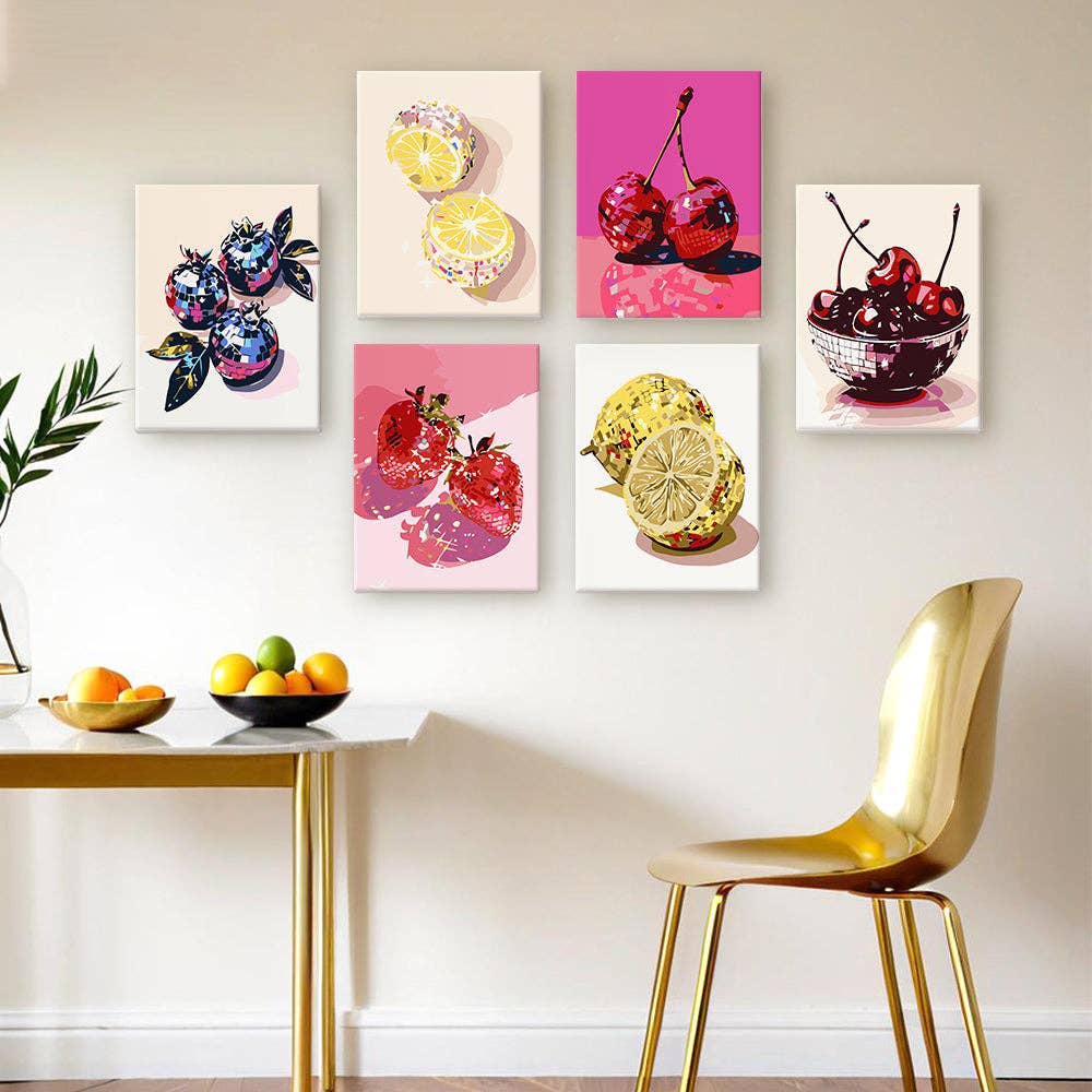 "Fruity Disco" 🍓 Mini Paint-by-Numbers 6-Pack by Paint Your Numbers