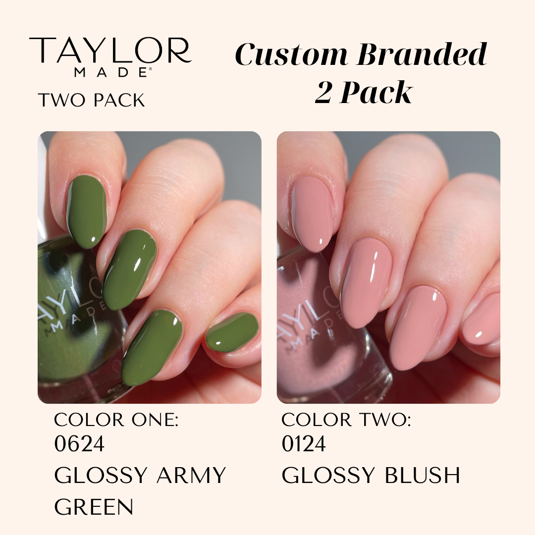 Custom Nail Polish: 2 Pack Long-wearing + Vegan + Non-toxic: 0224 Glossy Fuschia / 1424 Royal Blue Gloss with Hint of Shimmer
