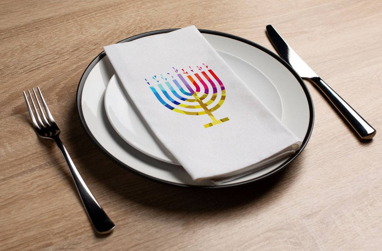 Happy Hanukkah menorah guest towels pack of 20