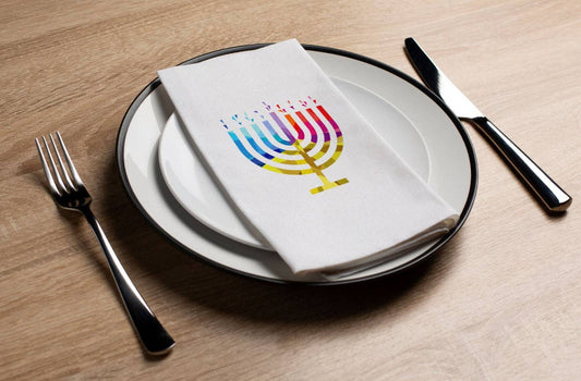 Happy Hanukkah menorah guest towels pack of 20