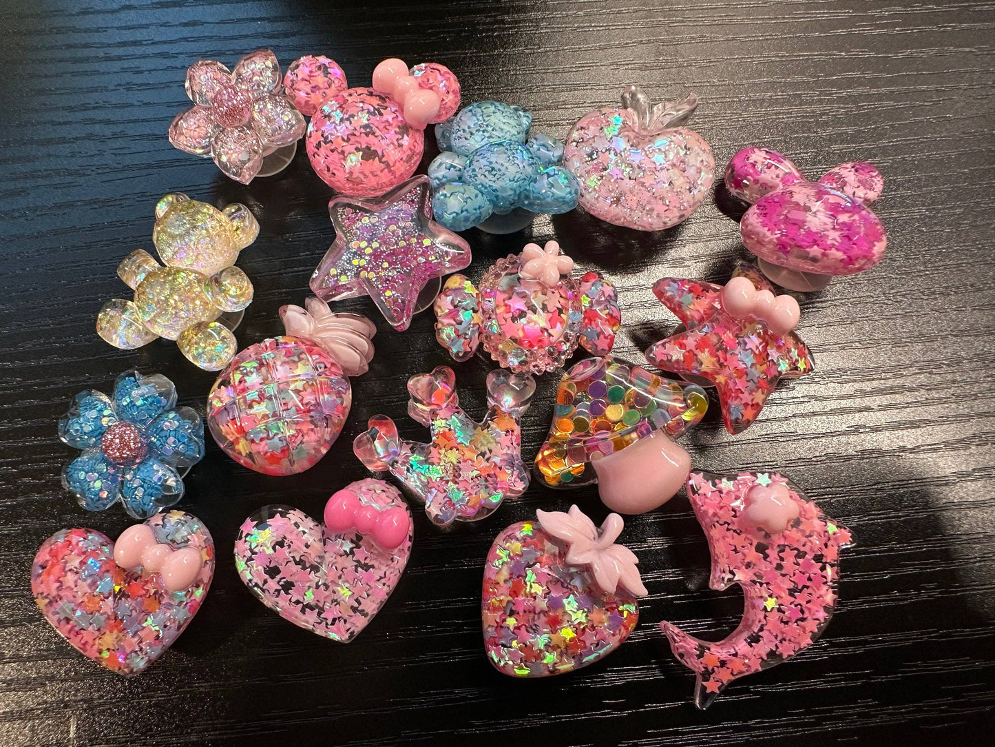 "Bling Bling Bling" ✨ Aurora Glitter Resin Croc Charm Set (17-Pack) by JuliesDecal