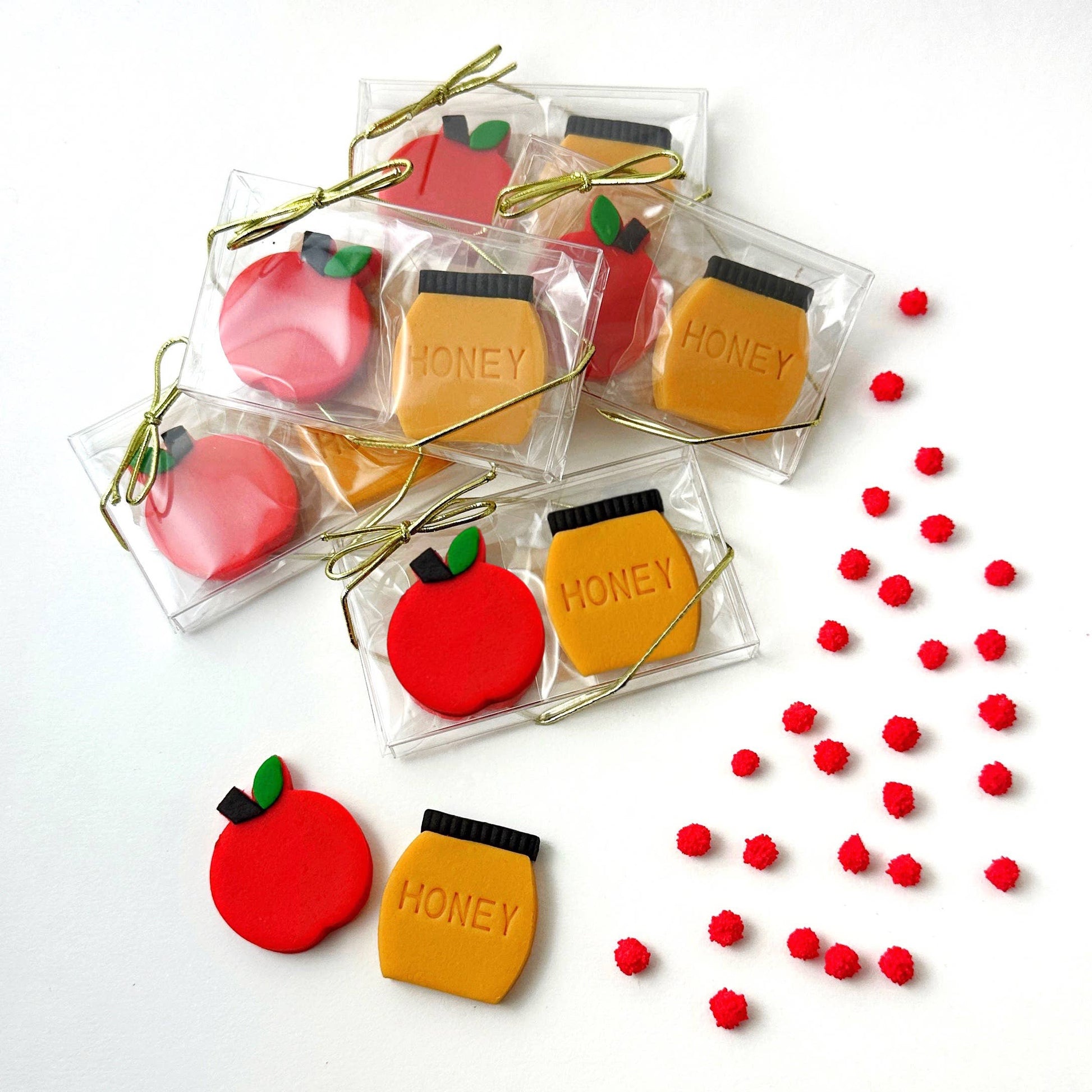 Handcrafted Marzipan Apples and Honey Duets for Rosh Hashanah, Perfect for Table Settings and Gifts, Made with Premium California Almonds, Individually Packaged.