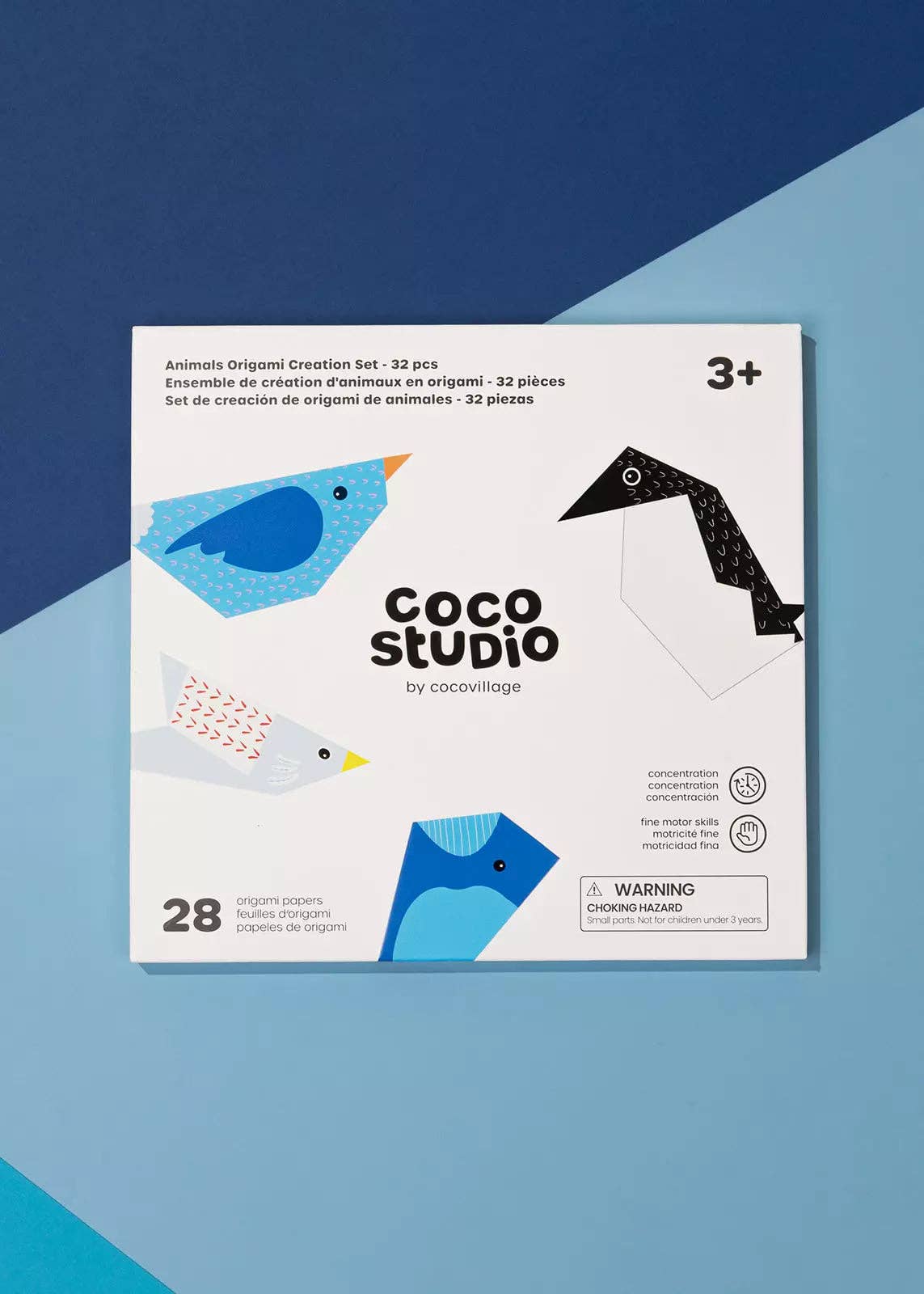 Origami paper animal kit with 28 colorful papers