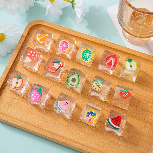 kawaii fruit ice cube squishy toys set
