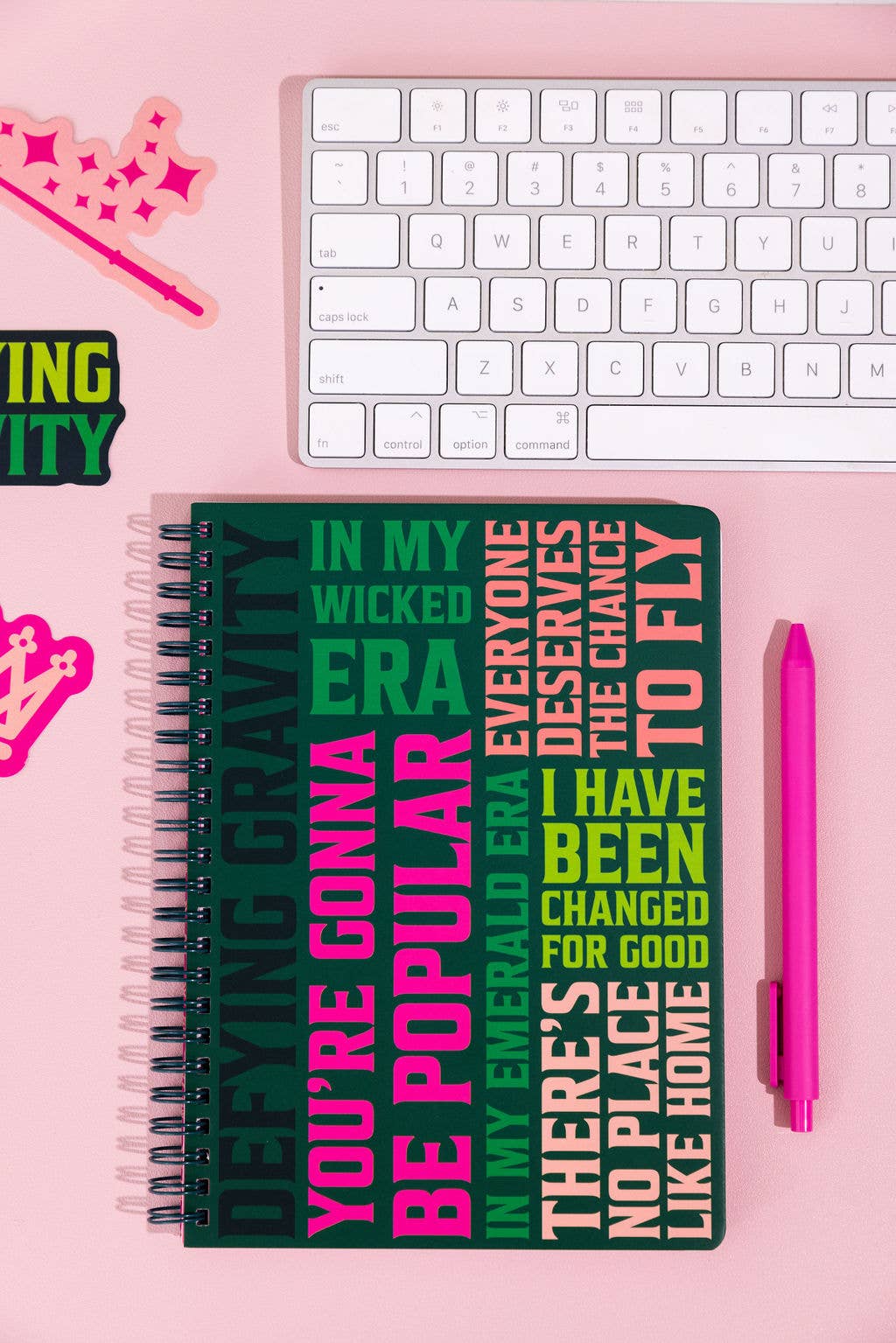 Wicked-inspired mini notebook with 160 pages, pockets, and durable hardcover, perfect for on-the-go writing