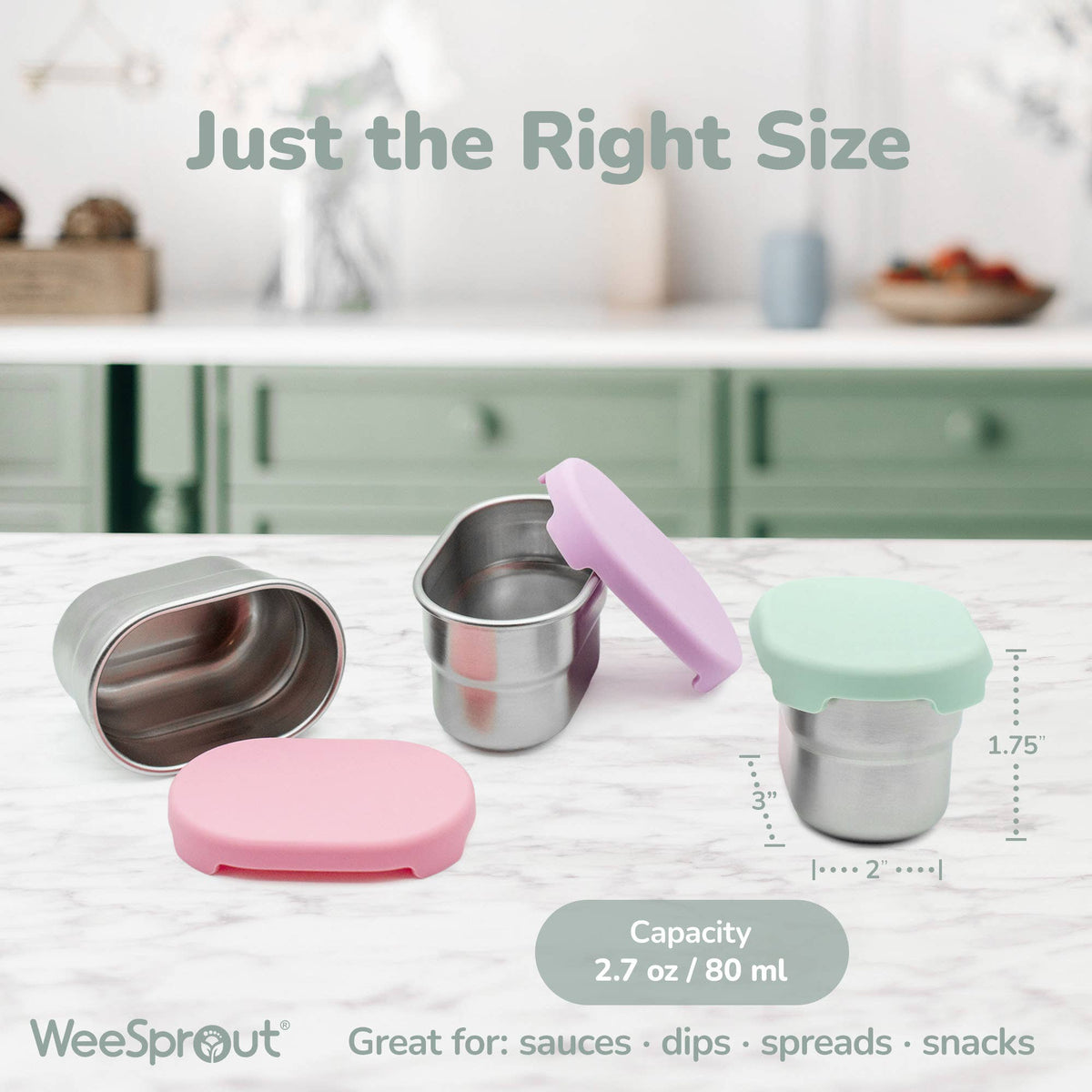 "Dip Switch" 🥕 Stainless Steel Dip Containers for Lunch (Set of 3) by WeeSprout