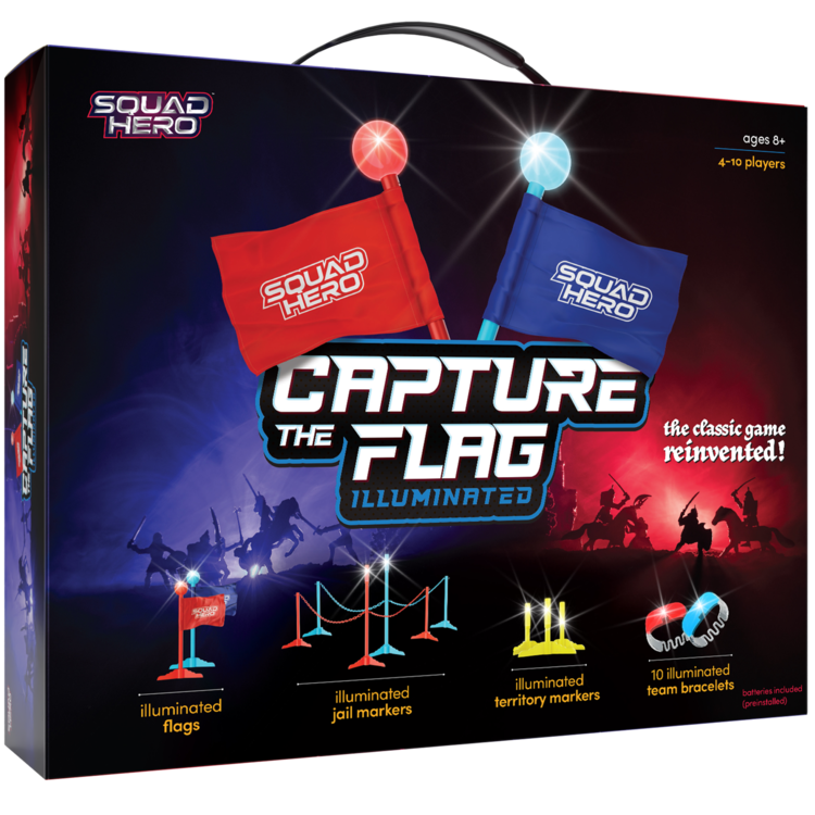 Glow Capture the Flag game set with light-up flags