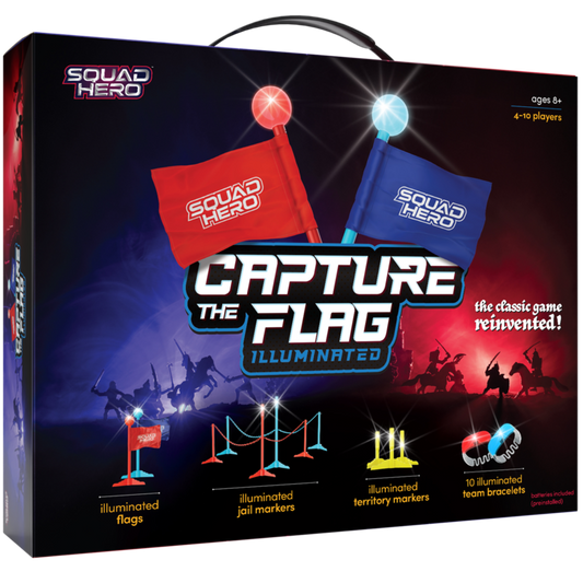 Glow Capture the Flag game set with light-up flags