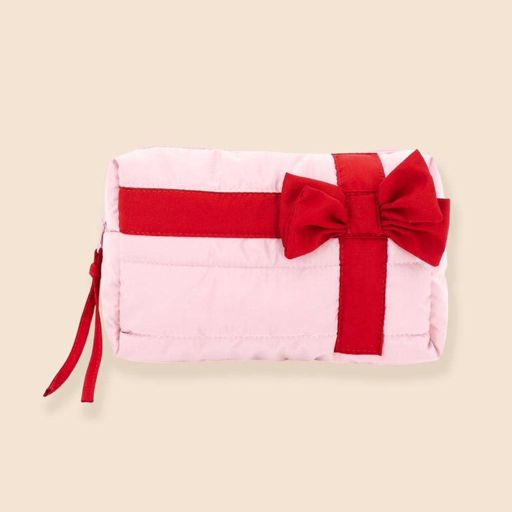 “Wrapped Up” 🎀 Quilted Bow Cosmetic Pouch in Pink by CGO