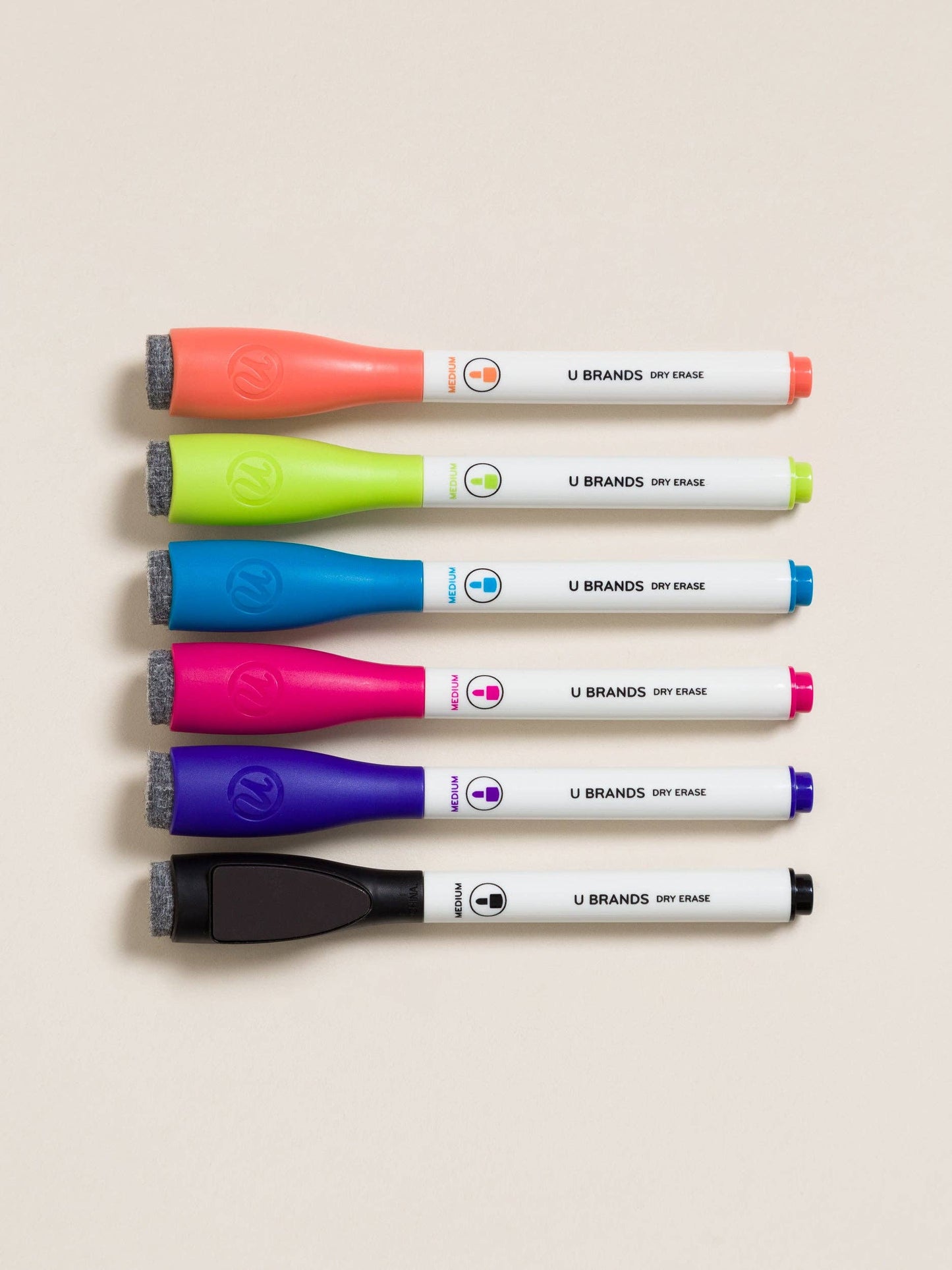 Dry erase markers set of 6 assorted colors magnetic caps