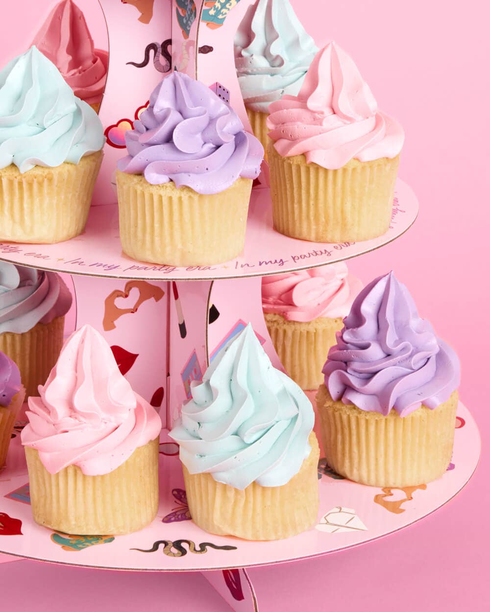 “Party Era” 💋 Cupcake Tower - 3 tiered display, dessert stand by xo, fetti