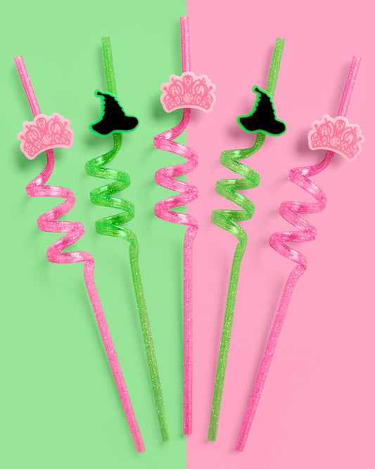 Emerald City Straws - 12 reusable straws, kids party, witch drink decor