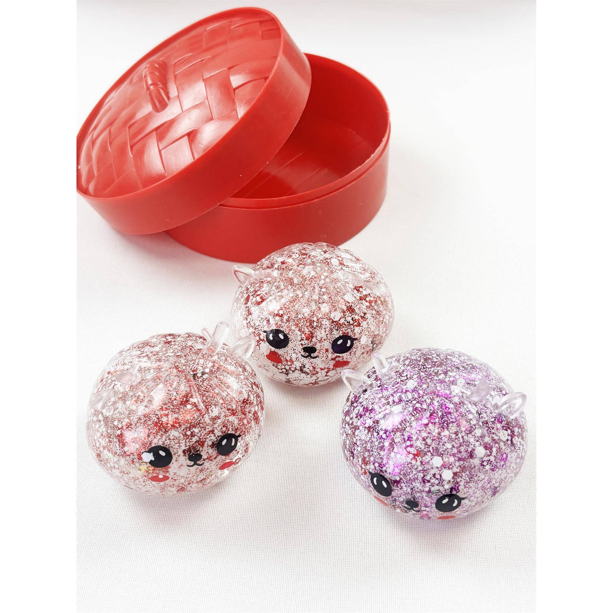 "Holiday Dim Sum" 🥟 Christmas Glitter Dumpling Squishy Toys (12 Steamers) by Love and Repeat