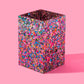 Colorful confetti acrylic pen cup set of 4, perfect for office desks, teachers, and home organization.