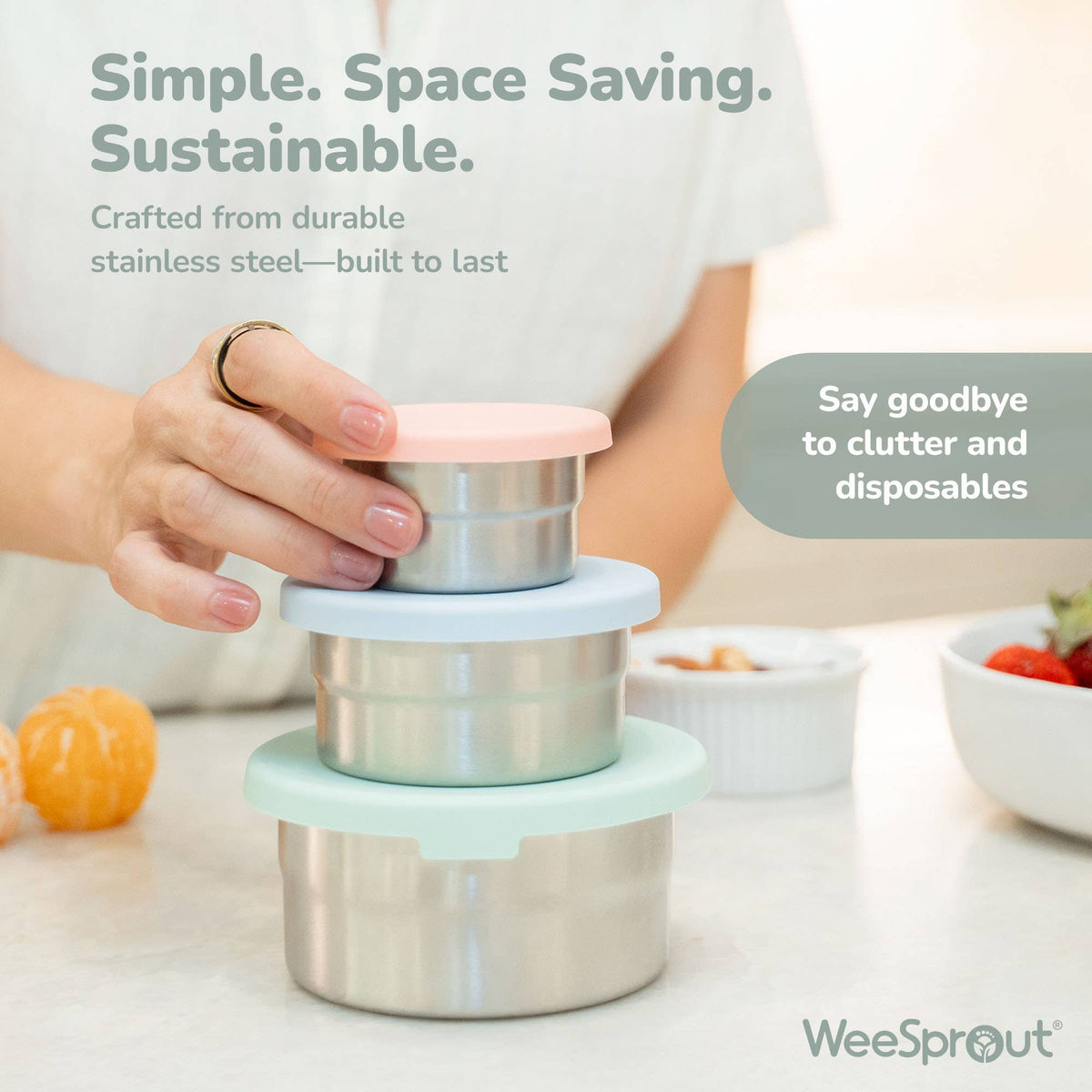 "Nest Egg" 🥣 Stainless Steel Nesting Food Storage Containers (Set of 3) by WeeSprout