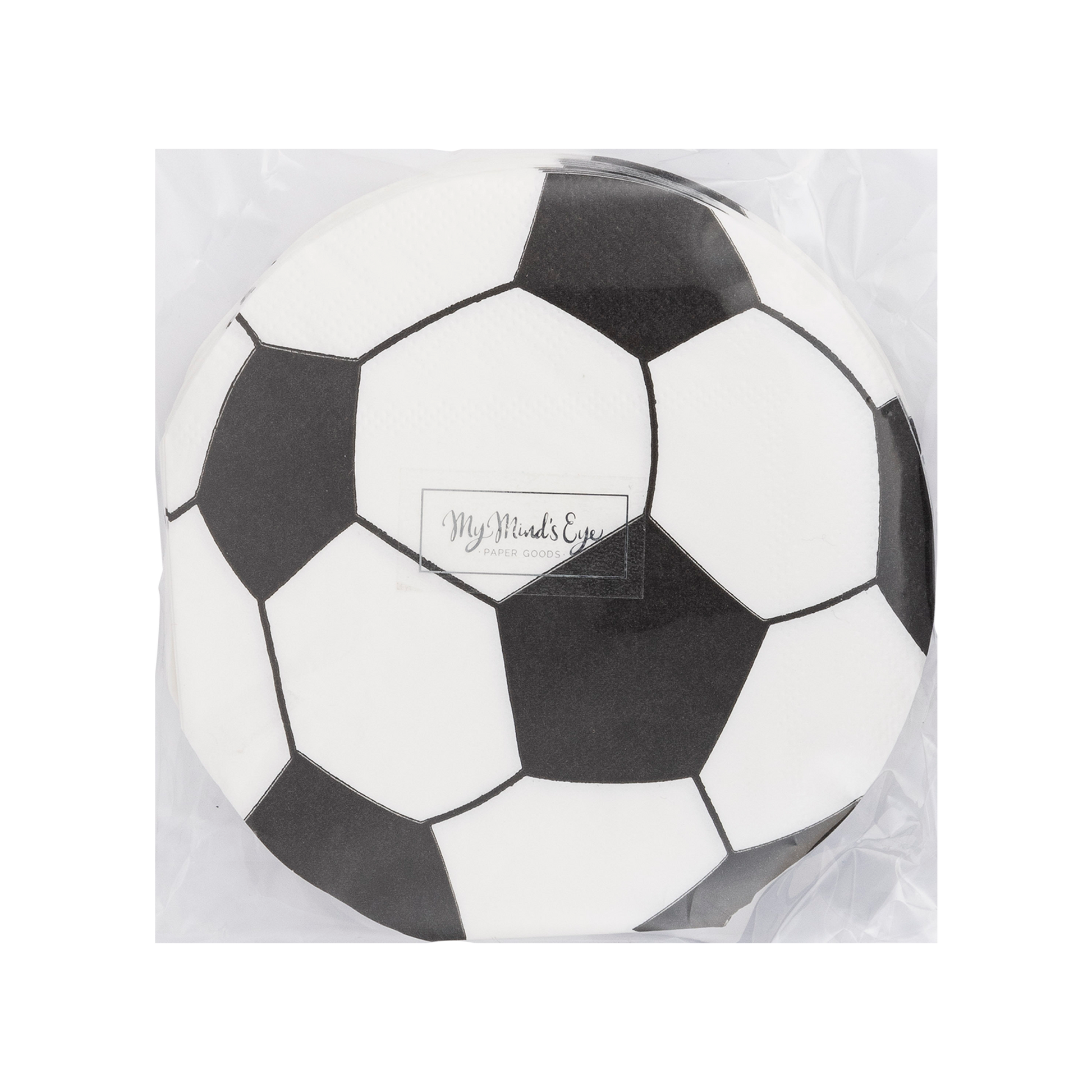 Set of 24 soccer ball napkins – 5"x5", perfect for soccer-themed parties, fun design & disposable convenience!