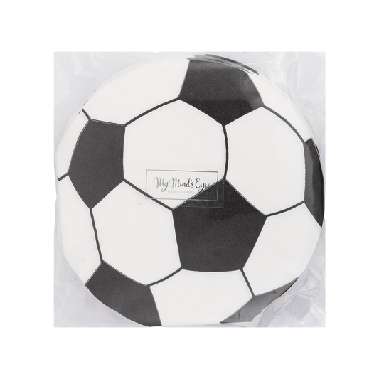 Set of 24 soccer ball napkins – 5"x5", perfect for soccer-themed parties, fun design & disposable convenience!